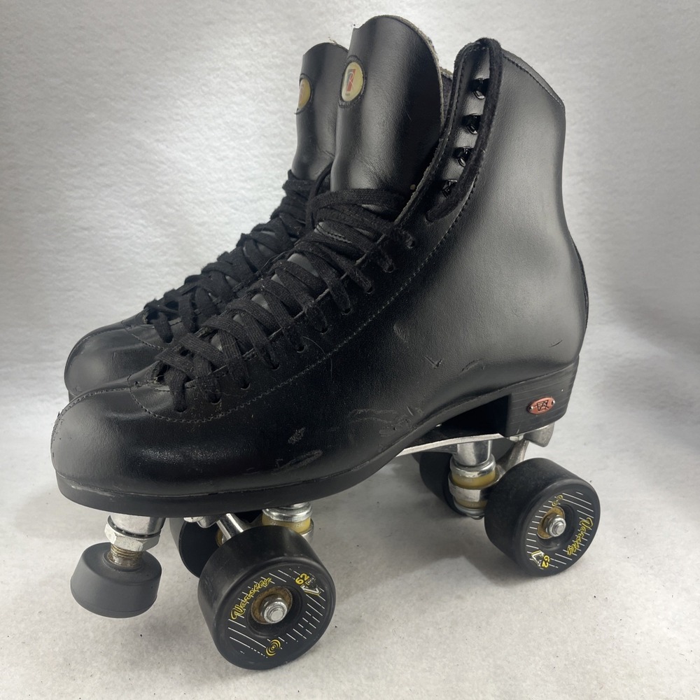Riedell 120 Uptown Black Indoor Roller Skates Men's Size 9- Varsity 62 Wheels